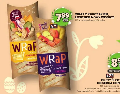Wrap z kurczakiem, łososiem Nowy Wiśnicz promocja w Stokrotka