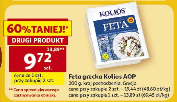 Feta grecka Kolios AOP promocja w Auchan