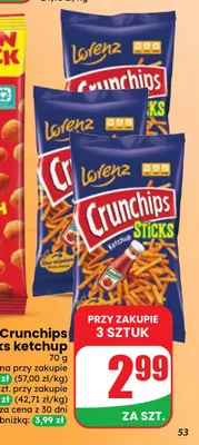 Chipsy Crunchips Sticks ketchup Lorenz promocja w Dino