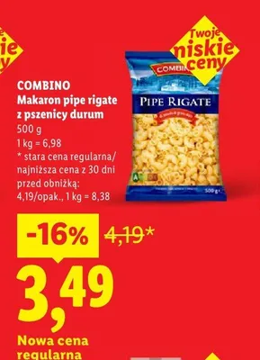 Makaron pipe rigate Combino promocja w Lidl