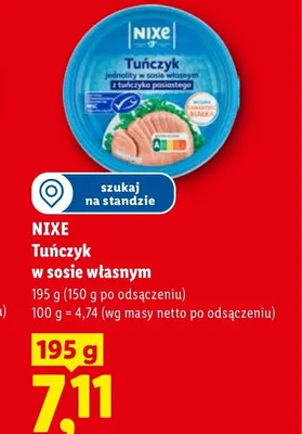 Tuńczyk w sosie własnym Nixe promocja w Lidl