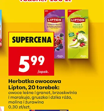 Herbatka owocowa Lipton owoce leśne i granat promocja w Biedronka