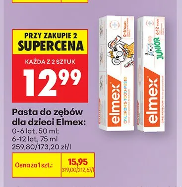 Pasta do zębów dla dzieci Elmex 0-6 lat promocja w Biedronka