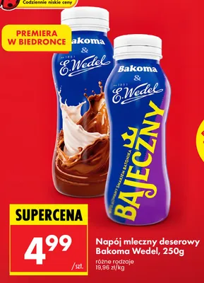 Napój mleczny deserowy Bakoma E.Wedel Jedyny promocja w Biedronka