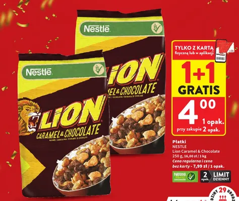 Płatki Lion Caramel & Chocolate Nestlé promocja w Intermarche
