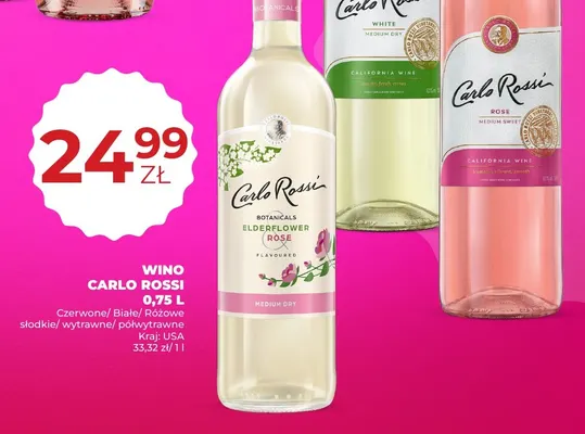 Wino różowe Carlo Rossi Botanicals Elderflower Rose promocja w Duży Ben