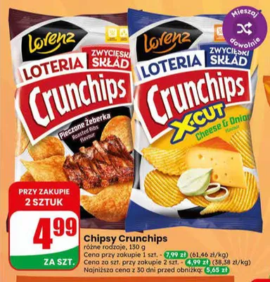 Chipsy Crunchips X-Cut Cheese & Onion promocja w Dino