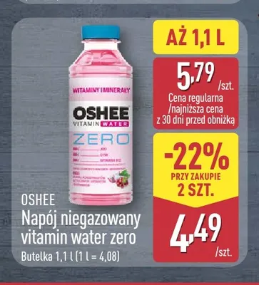 Napój niegazowany Oshee Vitamin Water Zero promocja w Aldi