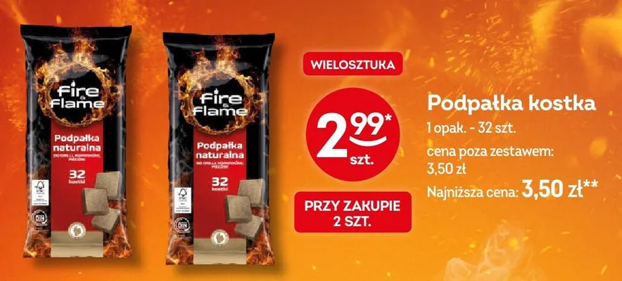 Podpałka kostka naturalna Fire&Flame promocja w Żabka