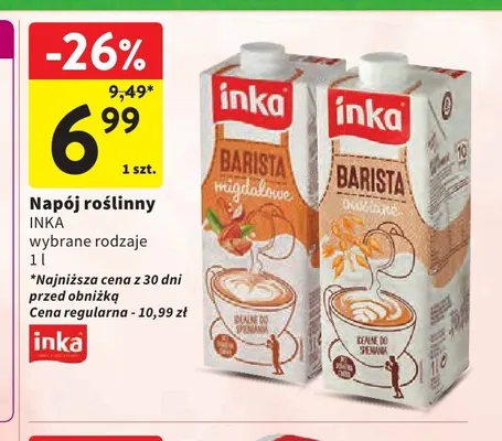 Napój roślinny Inka Barista migdałowe promocja w Intermarche