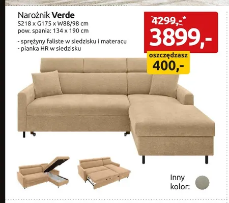 Narożnik Verde promocja w Black Red White