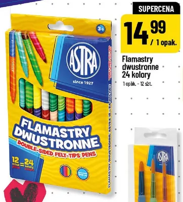 Flamastry dwustronne 24 kolory Astra promocja w POLOmarket