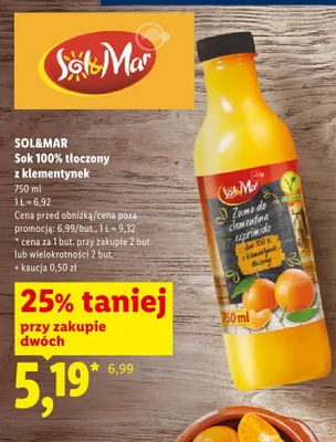 Sok 100% tłoczony z klementynek Sol&Mar promocja w Lidl
