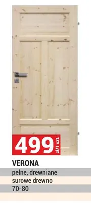Drzwi Verona pełne, drewniane surowe drewno promocja w Merkury Market