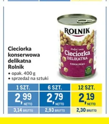 Cieciorka konserwowa delikatna Rolnik promocja w Makro