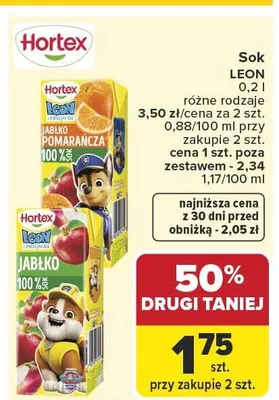 Sok Hortex Leon pomarańcza promocja w Carrefour