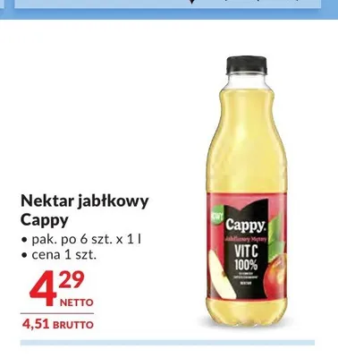 Nektar jabłkowy Cappy Vit C 100% promocja w Makro