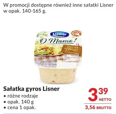 Sałatka gyros Lisner różne rodzaje promocja w Makro