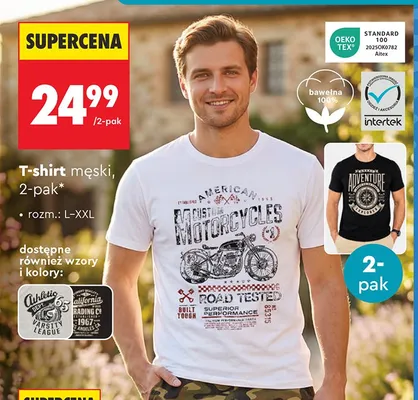 T-shirt męski Clevé 2-pak promocja w Biedronka