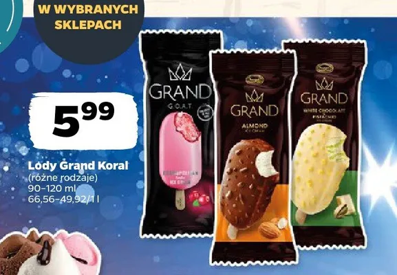 Lody Grand Koral White Chocolate Pistachio promocja w Netto