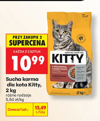 Sucha karma dla kota Kitty z wołowiną i warzywami promocja w Biedronka