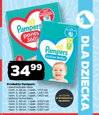 Pieluchy Pampers Active Baby promocja w Netto