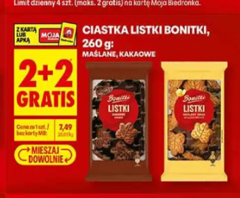 Ciastka listki maślane Bonitki promocja w Biedronka