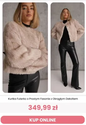 Kurtka futerko o prostym fasonie z okrągłym dekoltem Renee promocja w Renee