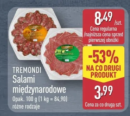 Salami międzynarodowe Tremondi promocja w Aldi