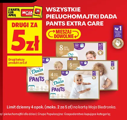 Pieluchomajtki Dada Pants Extra Care promocja w Biedronka