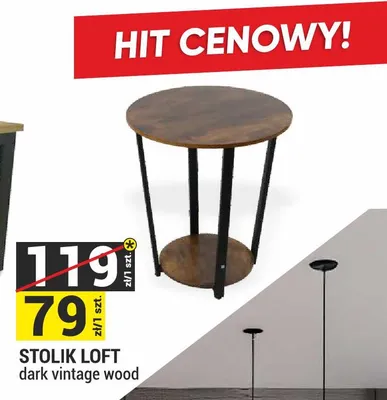 Stolik Loft dark vintage wood promocja w Merkury Market