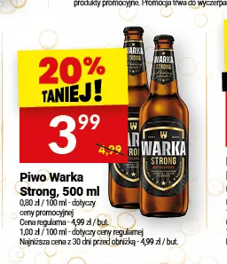 Piwo Warka Strong 500 ml promocja w Twój Market