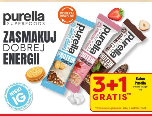Baton proteinowy Purella Protein Crunchy Strawberry Meringue promocja w POLOmarket