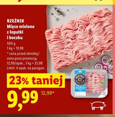 Mięso mielone z łopatki i boczku RZEŹNIK promocja w Lidl