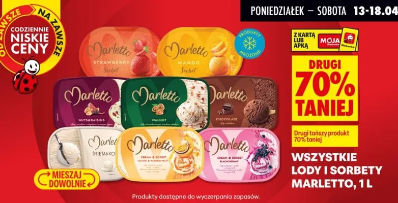 Lody i sorbety Marletto promocja w Biedronka