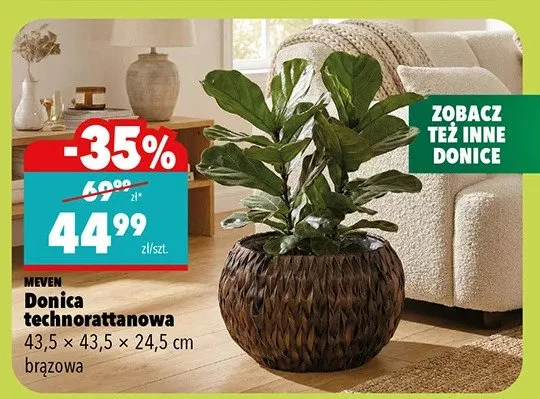 Donica technoratianowa 43.5 x 43.5 x 24.5cm brązowa promocja w Biedronka