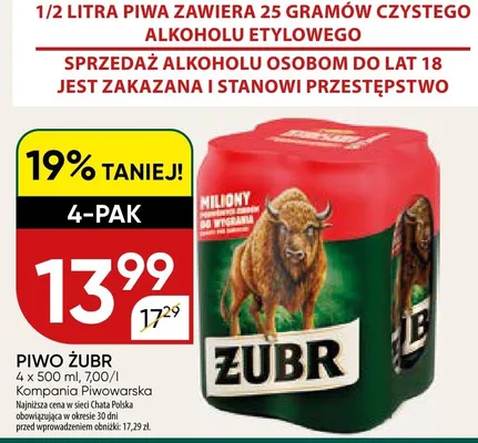 Piwo Żubr promocja w Chata Polska