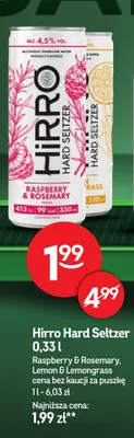 Hard seltzer Hirro Raspberry & Rosemary promocja w Żabka