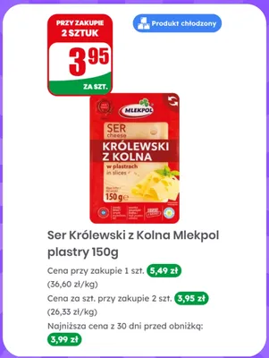 Ser żółty Królewski z Kolna Mlekpol plastry promocja w Dino