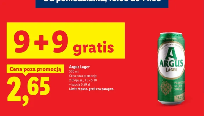 Piwo Argus Lager promocja w Lidl