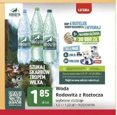 Woda mineralna Rodowita z Roztocza delikatnie gazowana promocja w Marketvita