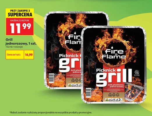 Grill jednorazowy Fire & Flame Picknick promocja w Biedronka