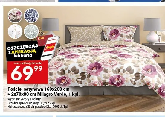 Pościel satynowa Milagro Verde 160x200 cm + 2x70x80 cm promocja w Twój Market