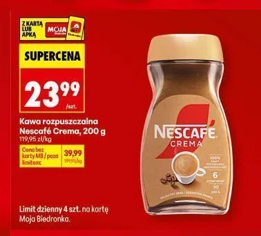 Kawa rozpuszczalna Nescafe Crema promocja w Biedronka