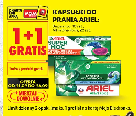 Kapsułki do prania Supermoc Ariel promocja w Biedronka