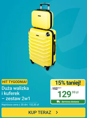 Zestaw duża walizka + kuferek 2w1 promocja w ERLI