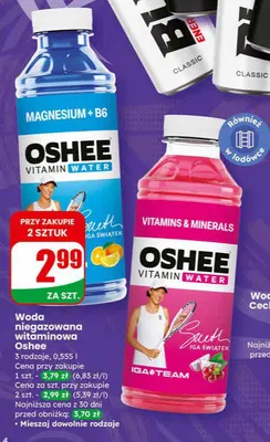 Woda niegazowana witaminowa Oshee różne rodzaje promocja w Dino