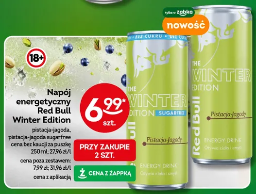Napój energetyczny Red Bull Winter Edition pistacja-jagoda promocja w Żabka