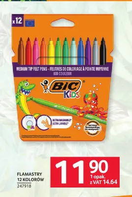 Flamastry BIC Kids 12 kolorów promocja w Selgros