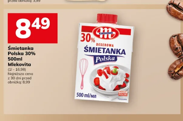 Śmietanka Polska 30% Mlekovita promocja w Hitpol